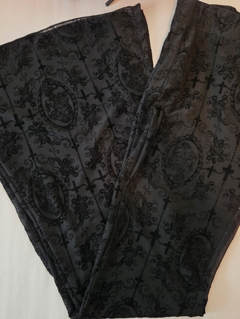 Black Gothic Velvet Burnout Leggings No Size